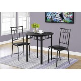 Dining Set - 3pcs Set / Black Metal And Top