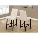 Dining Chair - 2pcs / Ivory Leather-look Counter Height