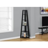 Monarch Specialties Bookcase - 72"H - Black Corner Accent Etagere