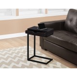 Accent Table - Cappuccino / Black Metal With A Drawer