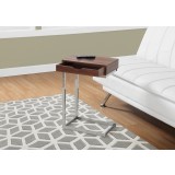Accent Table - Walnut / Chrome Metal With A Drawer