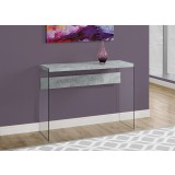 Console Table - Grey Cement With Tempered Glass
