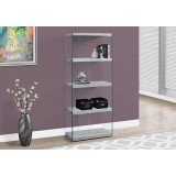 Bookcase - 60"H / Grey Cement With Tempered Glass