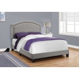 Bed - Full Size Grey Linen With Chrome Trim