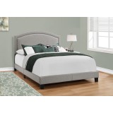 Bed - Queen Size Grey Linen With Chrome Trim