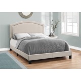 Bed - Queen Size Beige Linen With Chrome Trim