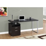 Computer Desk - 60"L / Dark Taupe / Silver Metal
