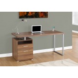 Computer Desk - 60"L / Walnut / Silver Metal