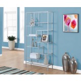 Bookcase - 72"h / Silver Metal With Tempered Glass