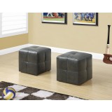 Ottoman - 2pcs Set / Juvenile/ Charcoal Grey Leather-look