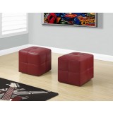 Ottoman - 2pcs Set / Juvenile / Red Leather-look