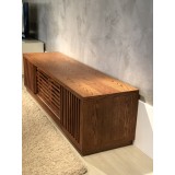 Furnitech 82" 82” Rustic Contemporary TV Stand Media Console Natural Walnut Finish - Side Closuep