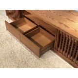 Furnitech 82" 82” Rustic Contemporary TV Stand Media Console Natural Walnut Finish - Drawer Closeup