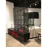 Cleveland Tv Unit In Smoke Oak Veneer And Red Shelf 