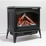 Sierra Flame E-50/E-70 Cast Iron Freestand Electric Fireplace - Orange Flame with Log - Angled View