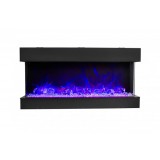 Amantii 40" Unit - 10 5/8" In Depth 3 Sided Glass Fireplace - Blue Flame Front View