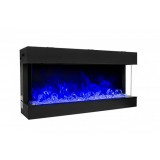 Amantii 40" Unit - 10 5/8" In Depth 3 Sided Glass Fireplace - Blue Flame Angled View