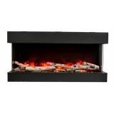 Amantii 50" Unit - 10 5/8" In Depth 3 Sided Glass Fireplace - Red Flame Front