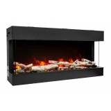 Amantii 50" Unit - 10 5/8" In Depth 3 Sided Glass Fireplace - Red Flame Angled
