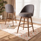 Baxton Studio Carra Swivel Bar Stool - Set of 2 - Grey