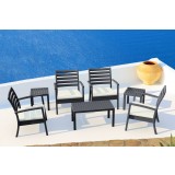 Artemis XL Club Seating Set 7 Piece with Sunbrella® Cushions - Dark Gray Lifestyle
