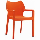 Diva Resin Outdoor Dining Arm Chair Orange