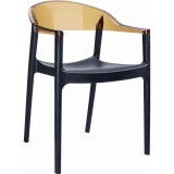 Carmen Modern Dining Chair Black Seat - Amber Back