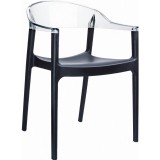 Carmen Modern Dining Chair Black Seat - Transparent Clear Back
