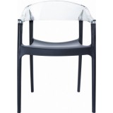 Carmen Modern Dining Chair Black Seat - Transparent Clear Back