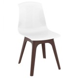 Compamia Mio PP Modern Dining Chair - White with Brown Legs