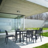 Ares Resin Rectangle Dining Set with 6 chairs Dark Gray