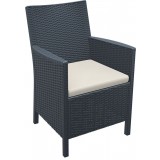 California Resin Wickerlook Chair Dark Gray - Front angled with Cushion