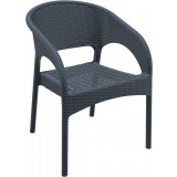 Panama Resin Wickerlook Dining Arm Chair - Dark Green - Front Angled
