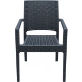 Ibiza Resin Wickerlook Dining Arm Chair - Dark Green - Front