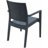 Ibiza Resin Wickerlook Dining Arm Chair - Dark Green - Back Angled