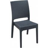 Florida Resin Wickerlook Dining Chair Dark Gray - Front Angle