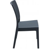 Florida Resin Wickerlook Dining Chair Dark Gray - Side