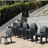 Florida Resin Wickerlook Dining Chair Dark Gray - Stocked