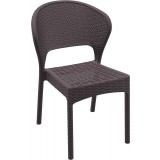 Daytona Wickerlook Square Dining Set 5 Piece with Side Chairs  - Dark Gray