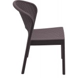 Daytona Wickerlook Square Dining Set 5 Piece with Side Chairs  - Dark Gray - Side