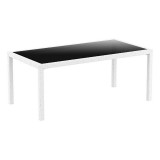 Compamia Daytona Wickerlook 9-Piece Glass Top Rectangle Dining Set - White