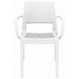 Capri Resin Dining Arm Chair - White Front