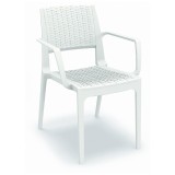 Capri Resin Dining Arm Chair - White
