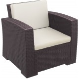 Monaco Resin Patio Club Chair with Cushion - Brown - Angled