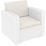 Monaco Resin Patio Club Chair with Cushion - White - Angled
