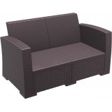 Monaco Resin Patio Loveseat with Cushion - Brown - Angled