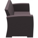 Monaco Resin Patio Loveseat with Cushion - Brown - Side