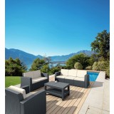 Monaco Resin Patio Loveseat with Cushion - Brown - Angled