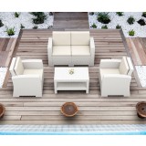 Monaco Resin Patio Loveseat with Cushion - White - Actual