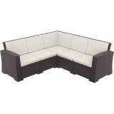 Monaco Resin Patio Sectional 5 piece Brown with Cushion - Brown